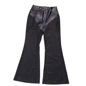 NUTH Faux Leather Combo Harley Motorcycle Flare Pants M Japanese Moto Festival